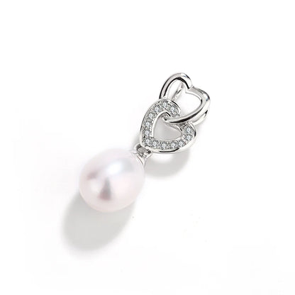 Wholesale custom logo delicate 925 sterling silver cz moissanite love heart drop freshwater pearl necklace charm pendant