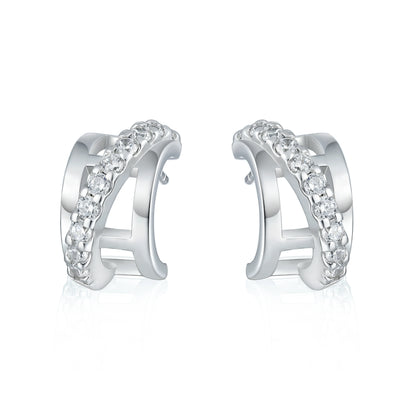 Vintage Sterling Silver Earring Studs Women white Gold Jewellery Gift Women 925 Silver Earring