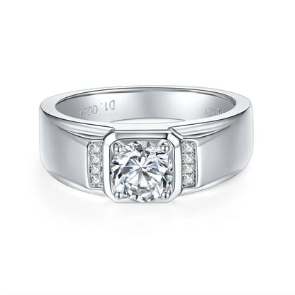 1 Carat Moissanite S925 Silver Men's Ring - Elegant High-End Wedding Band, Gift for Business & Events