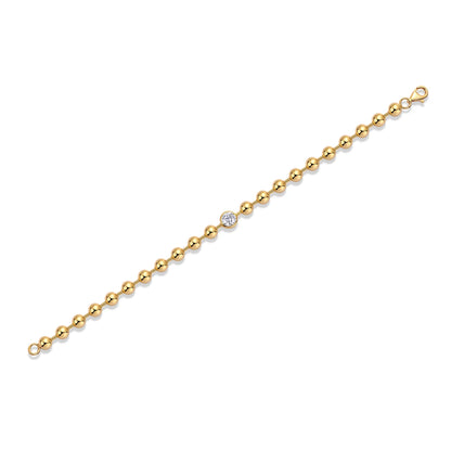 Bead Chain Bracelet -S925 Sterling Silver Gold-Plated, Delicate Ball Chain Design, Perfect for Layering or Wearing with Pendants