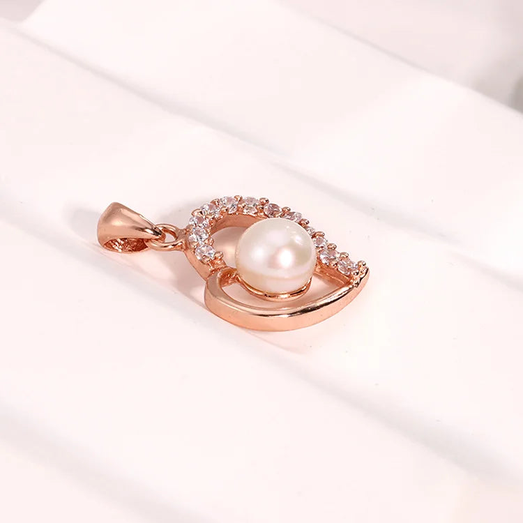 Custom valentines day gift fashion jewelry 925 sterling silver pearl necklaces rose gold love heart pendant for women