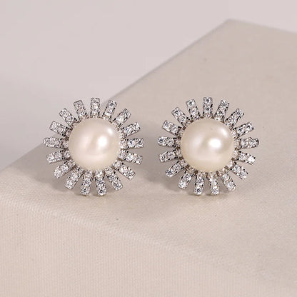 Custom logo oem silver 925 luxury jewelry funky cool natural pearl trending stud earrings for women