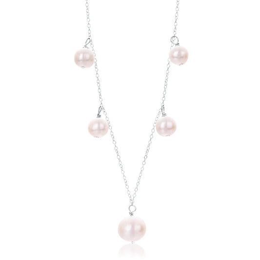 High quality fashion jewelry trendy dainty simple natura pearl 925 sterling silver women necklace