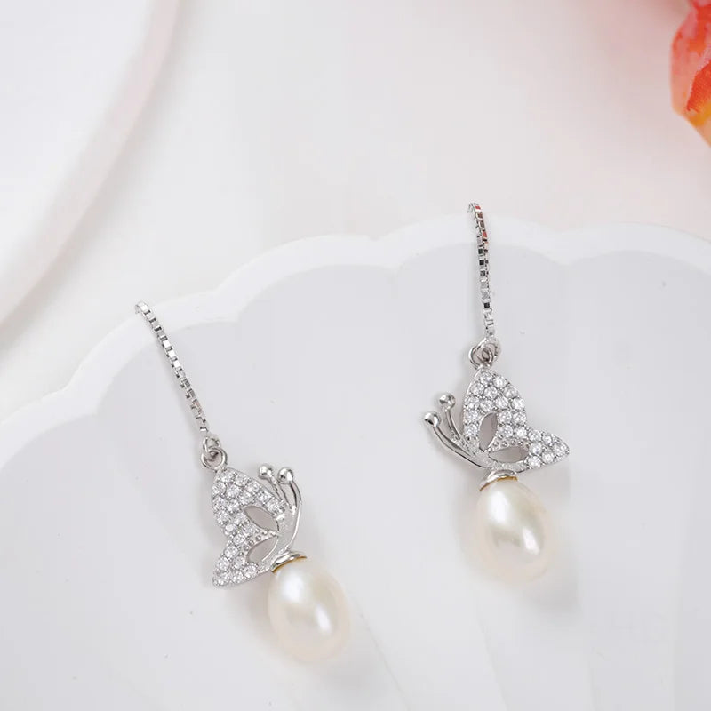 2024 New Trend 925 Sterling Silver High Quality Butterfly Jewelry Natural Freshwater Pearl Accessories