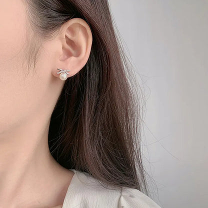 Fashion fine jewelry ladies 925 silver zircon geometric statement women freshwater pearl earrings jewellery