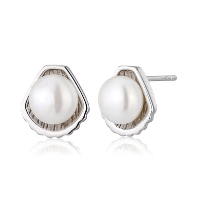 Custom dainty 925 sterling silver unique luxury pearl stud earrings for women