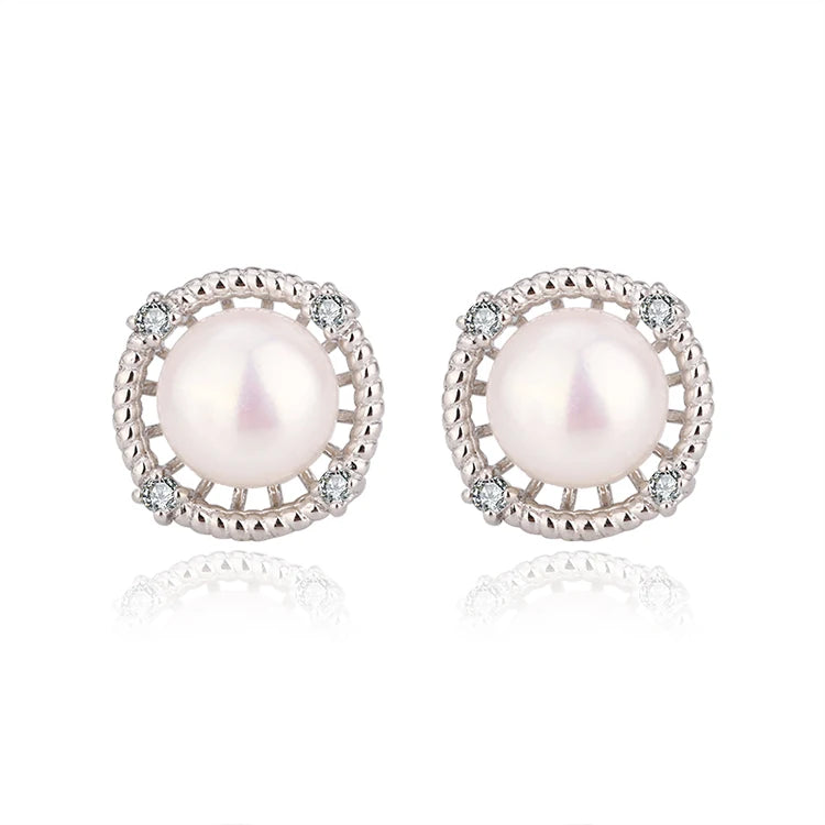 New Trend freshwater pearl 925 silver jewelry wholesale non tarnish cubic zirconia earings stud for women