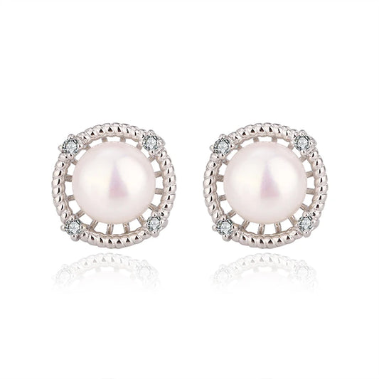 New Trend freshwater pearl 925 silver jewelry wholesale non tarnish cubic zirconia earings stud for women