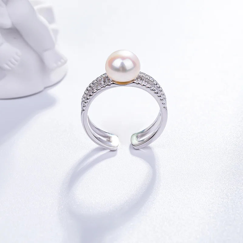 S925 pure silver pearl ring, female niche design, light luxury, high-end feeling, cool style, Instagram trendy fashion