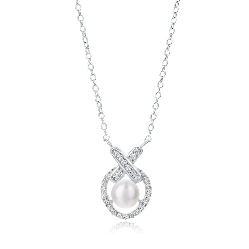 Custom lab moissanite diamond fresh water pearl 925 sterling silver chain s925 necklace for women