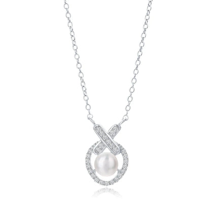 Custom lab moissanite diamond fresh water pearl 925 sterling silver chain s925 necklace for women