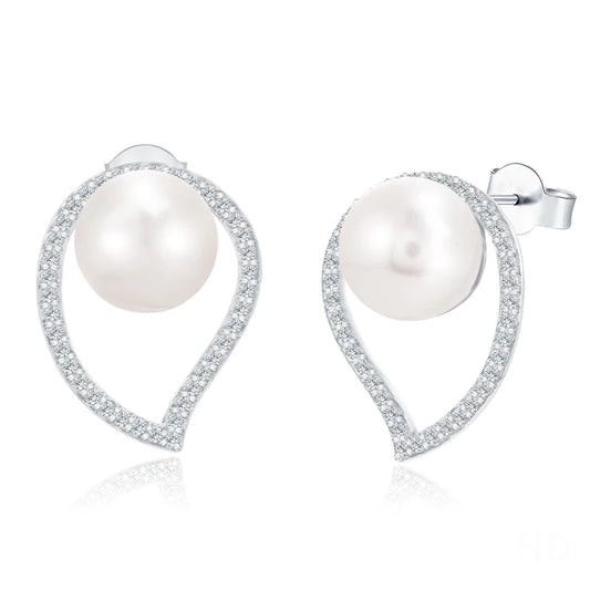 High Quality Wholesale 925 sterling silver fine stud earrings pearls jewelry rhodium plating solution for bridal