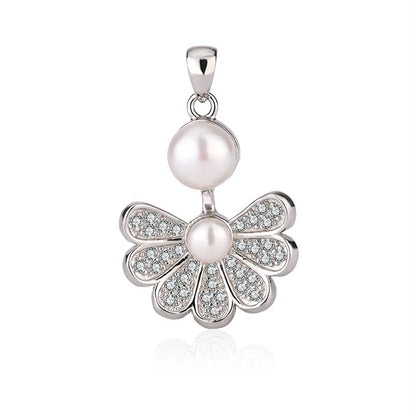 Customised name fashion fine jewelry butterfly flower long 925 sterling silver pearl necklace pendant charm for necklace