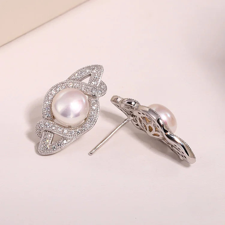 Wholesale personalized fashion jewelry charms zirconia ladies s925 925 silver pearl earrings