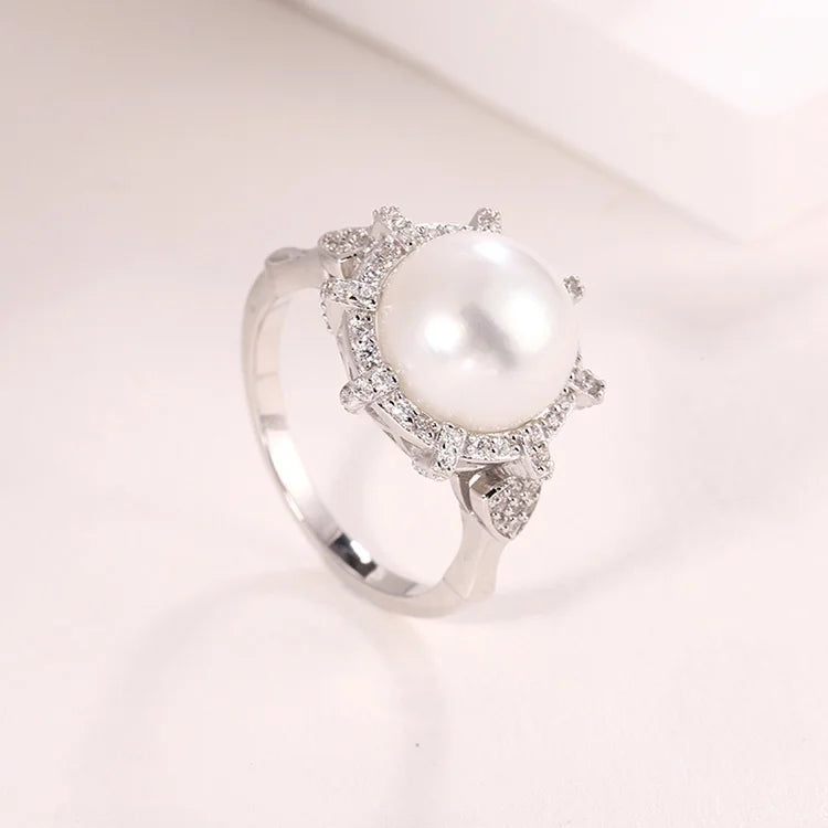 Custom fashion jewelry minimalist 925 s925 real silver rings freshwater pearl ring for women