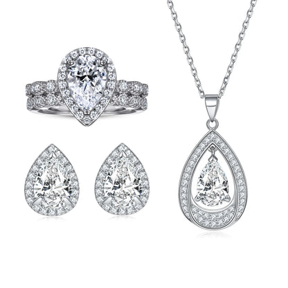 Jewelry Set 925 Sterling Silver Women Jewelry Zircon Stone Ring Necklace Earring Non Tarnish Rhodium Plated Jewelry Sets