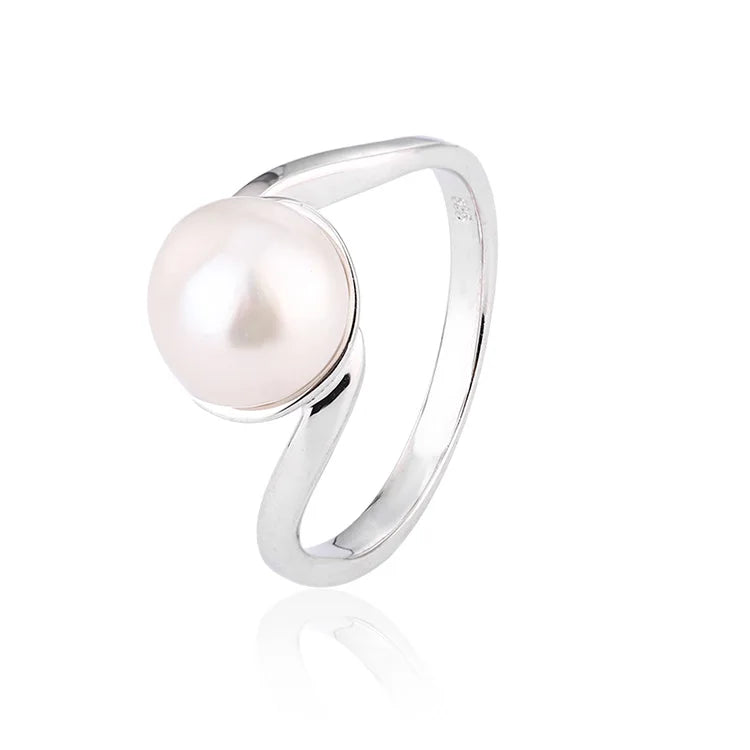 Fashion jewelry sterling silver women's freshwater pearl ring for women girls