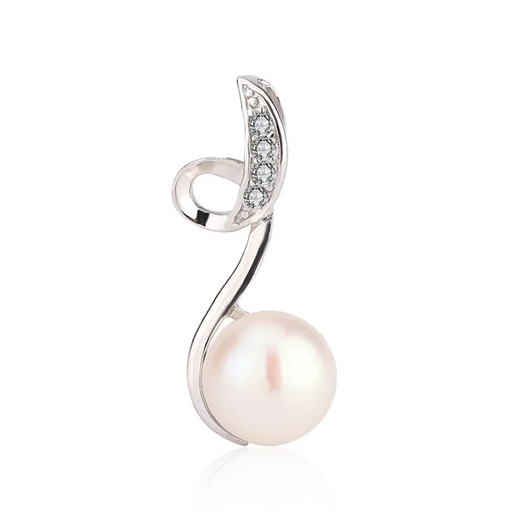 Exquisite simple fashionable 925 sterling silver twisted line shaped freshwater pearl pendant