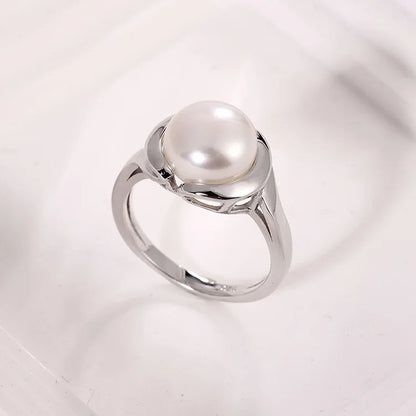 Women fine fingers luxury jewelry 925 sterling silver casual freshwater pearl ring for ladies