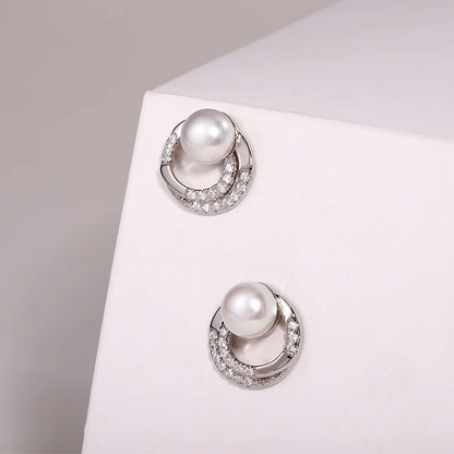 Jewelry bulk wholesale small 925 sterling silver trend ladies moissanite stud earrings with fresh water pearl