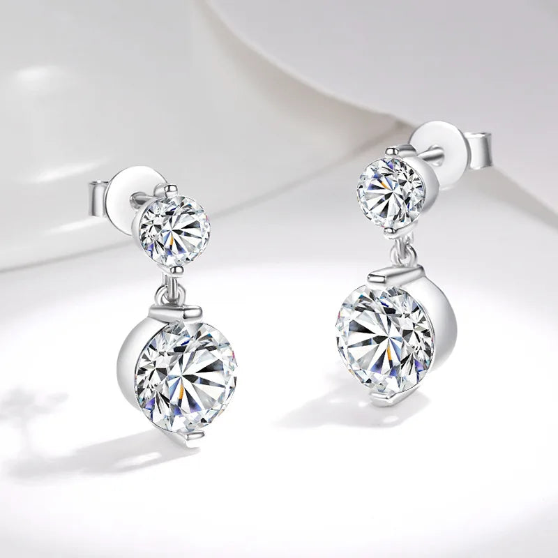 Jewelry Womens 925 Silver Triangle Earring Studs White Gold Plated 2ct cz Diamond Earrings Women