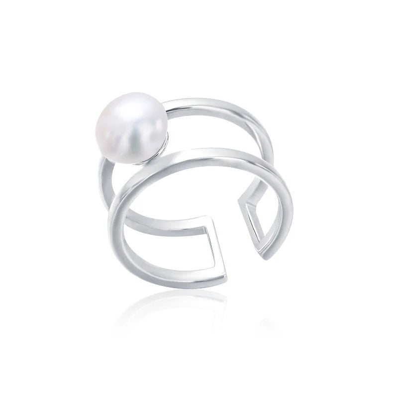 S925 pure silver pearl ring, female niche design, light luxury, high-end feeling, cool style, Instagram trendy fashion