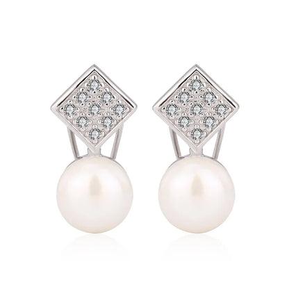 Custom funky cool design stud 925 sterling silver freshwater cultured pearl earrings