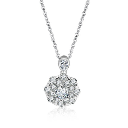 Jeweller Buy 0.5ct Moissanite Diamond Pendant on 925 Sterling Silver Link Chain Snowflake Style