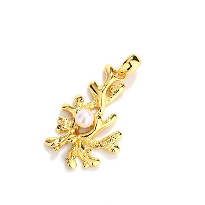 Custom wholesale gold plated 925 sterling silver necklace charm pendants with freshwater pearl