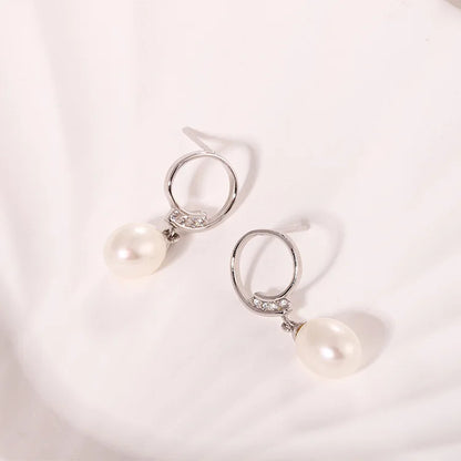 7 mm pearl funky fashion 925 sterling silver freshwater cultured pearl women earrings