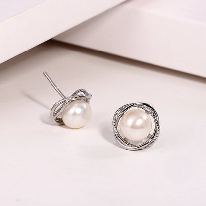 Women fine jewelry 925 sterling silver classy dainty elegant pearl flower earrings