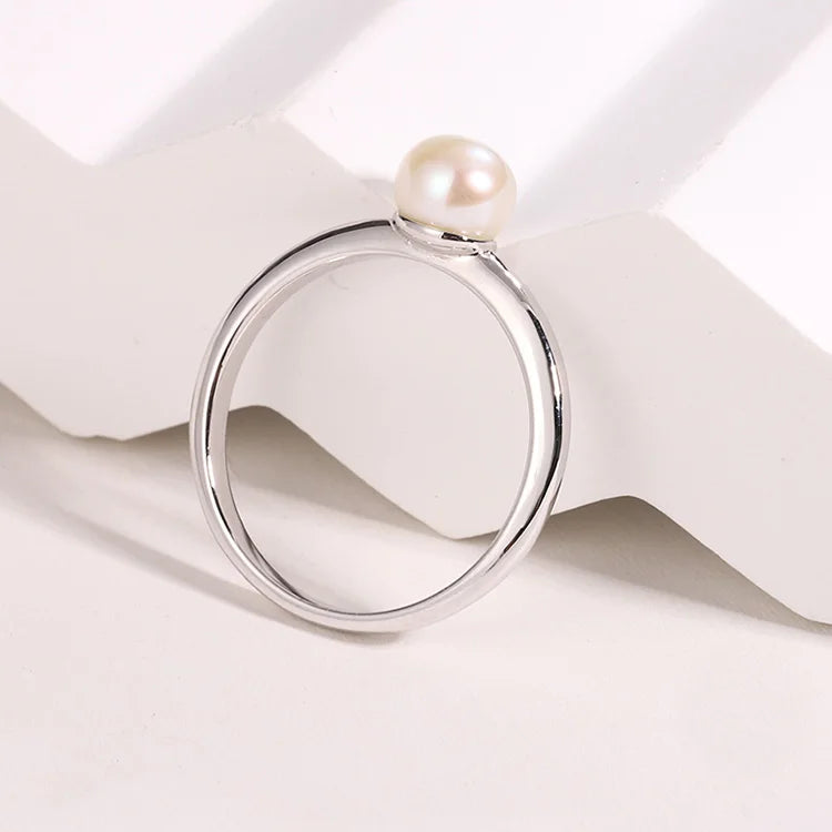 Customizable custom fashion s925 jewelry 925 sterling silver minimalist engagement freshwater pearl ring for women