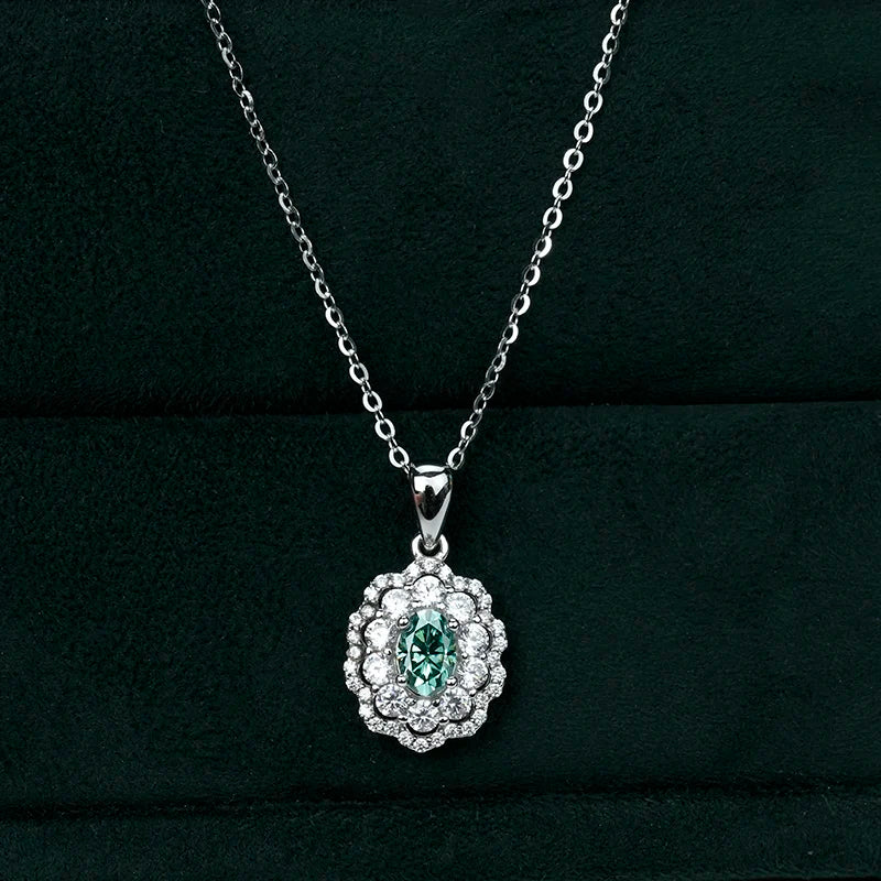 Jeweller Buy 925 Sterling Silver Link Chain Necklace Trendy Green Moissanite Diamond Pendant Jewelry