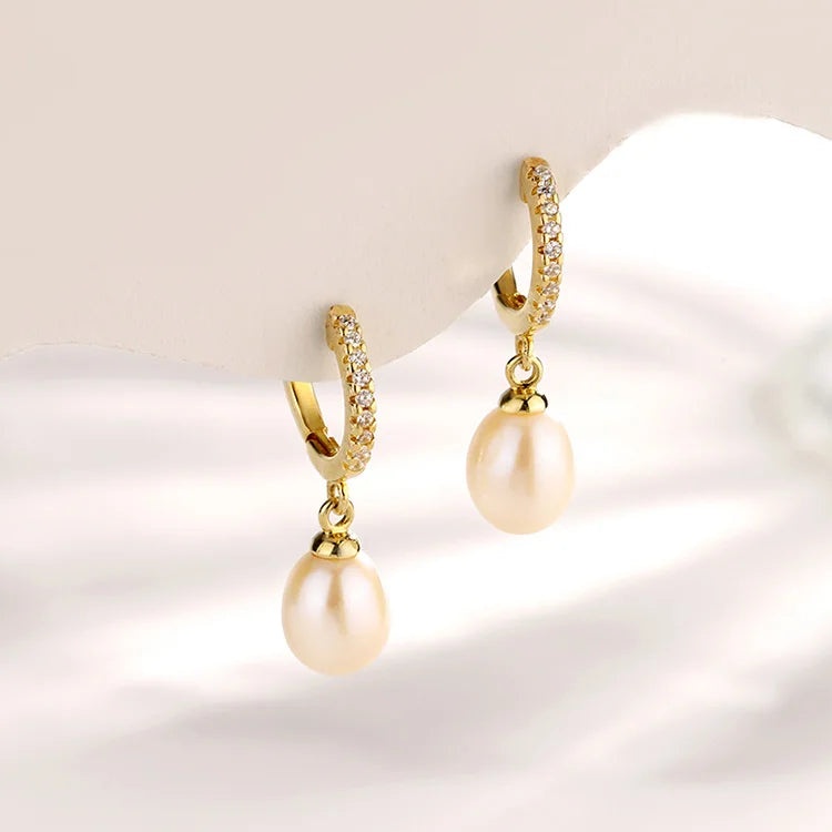 Trendy fashion jewelry statement 18k classy rose gold plated sterling silver pearl stud earrings with zircon diamond