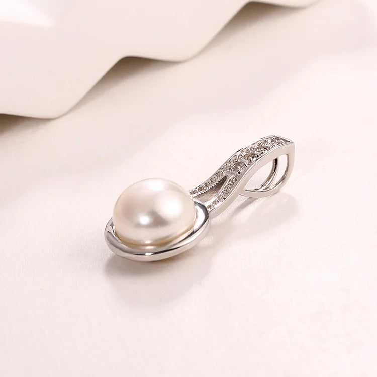 Vintage 925 sterling silver moissanite set large freshwater pearl pendant for women