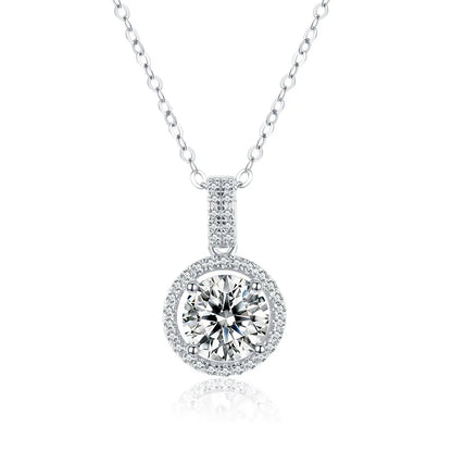 Jeweller Buy Luxury 1CT 2CT Round Brilliant Cut Moissanite Pendant Silver 925 Sterling Link Chain Necklace