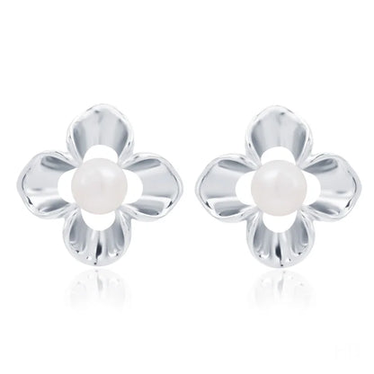 High Finish Lady 925 silver pearl flower earrings Personalized Fine Jewelry  Suitable Accessory For Young Women