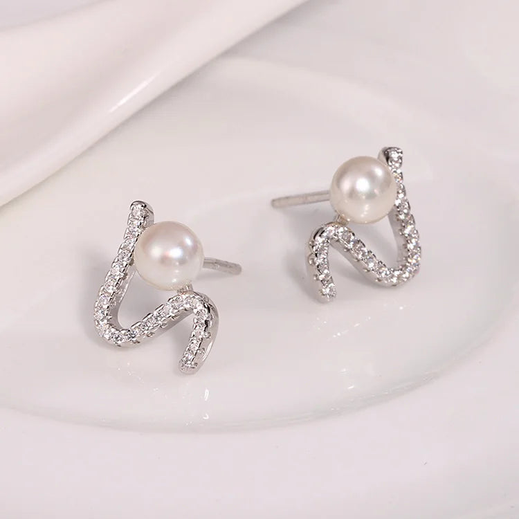 2024 trend fine fashion women jewelry oem s925 sterling silver natural pearl irregular simple earrings