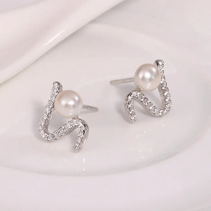 2024 trend fine fashion women jewelry oem s925 sterling silver natural pearl irregular simple earrings