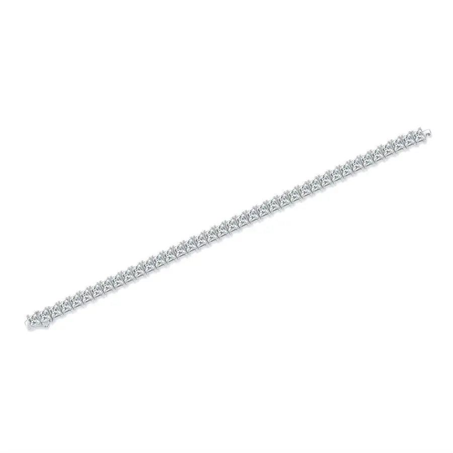 4MM Square Moissanite Tennis Bracelet - White Gold Plated 925 Silver, D Color VVS1, Sparkling Chain Jewelry for Women