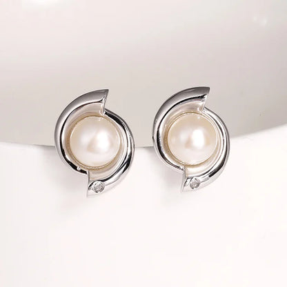 Jewelry zircon wholesale popular minimalist 925 sterling silver freshwater pearl women western earrings