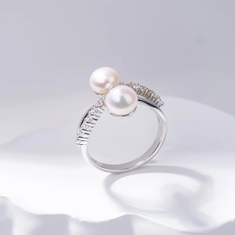 S925 pure silver pearl ring, female niche design, light luxury, high-end feeling, cool style, Instagram trendy fashion