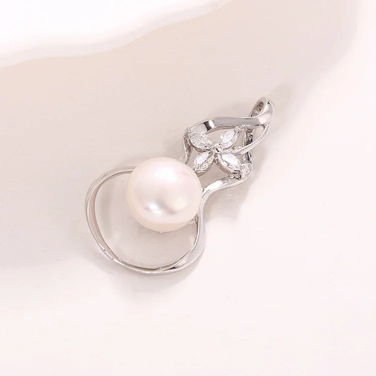 925 Sterling silver geometric gourd cultured white freshwater pearl charm pendant