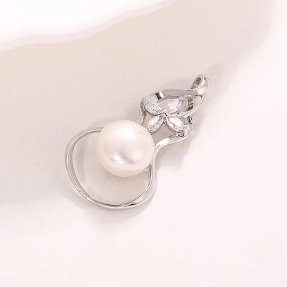 925 Sterling silver geometric gourd cultured white freshwater pearl charm pendant