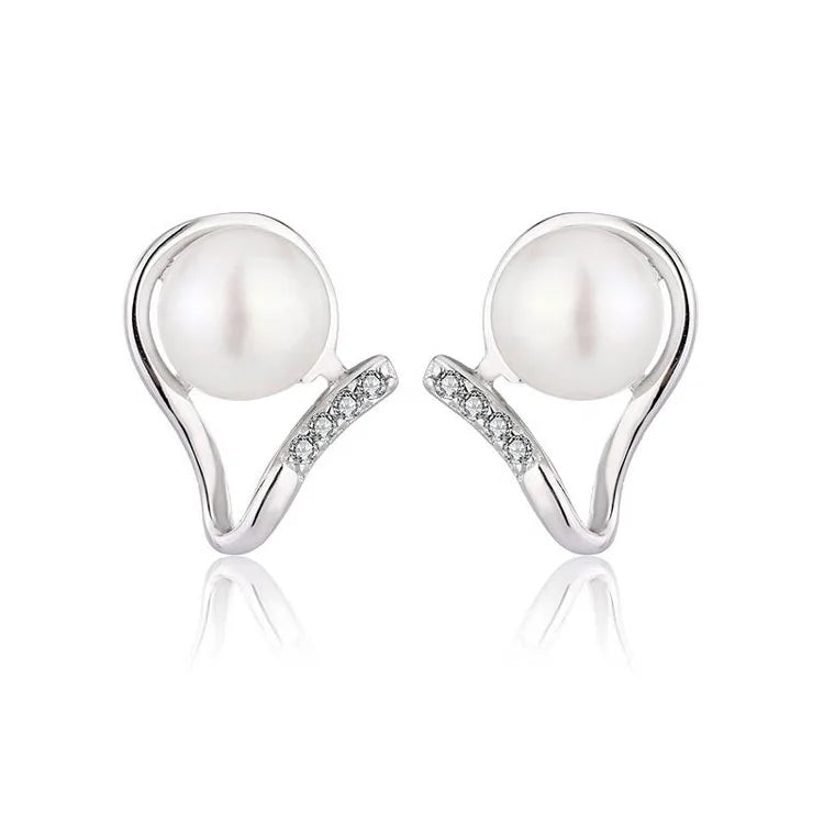 Wholesale bulk trendy women luxury 925 silver diamond statement pearl earrings