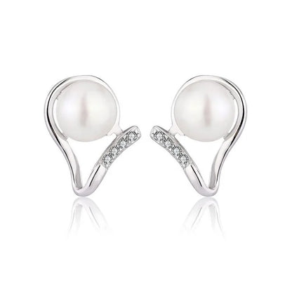 Wholesale bulk trendy women luxury 925 silver diamond statement pearl earrings