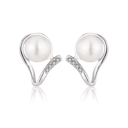 Wholesale bulk trendy women luxury 925 silver diamond statement pearl earrings