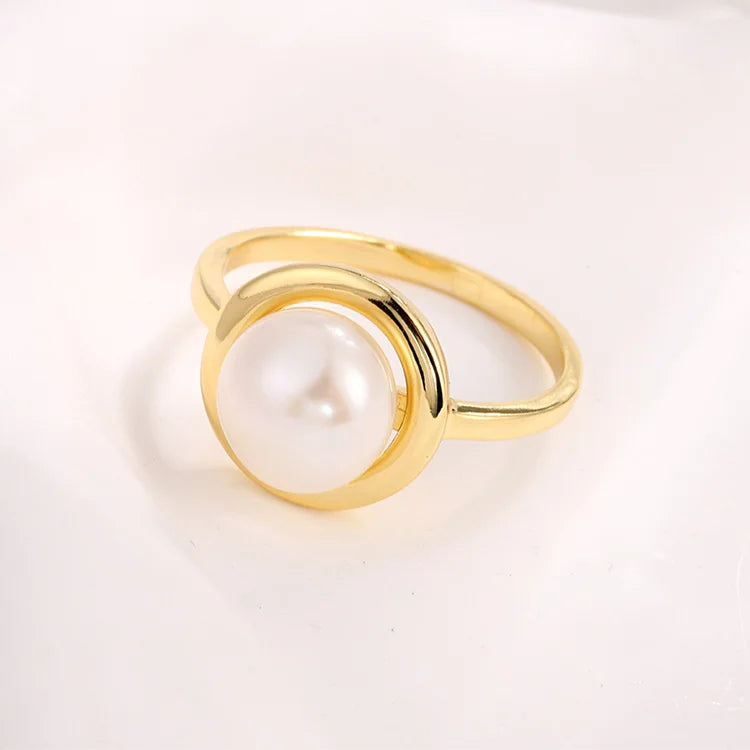 Real freshwater pearl 18k gold plated 925 sterling silver women wedding rings for women