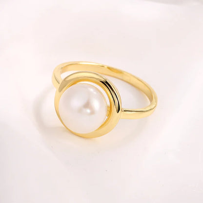 Real freshwater pearl 18k gold plated 925 sterling silver women wedding rings for women