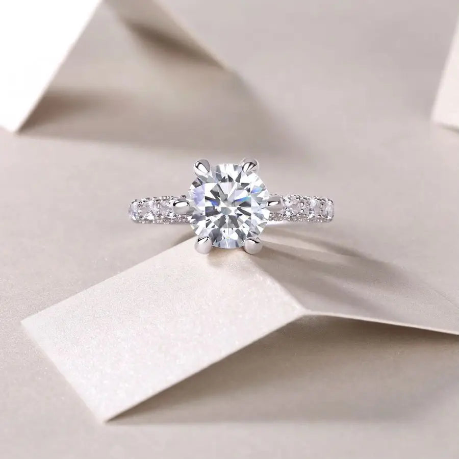 Elegant 3 Carat 6-Prong Moissanite Ring in 925 Silver - Women's Wedding, Birthday Luxury Jewelry Wholesale